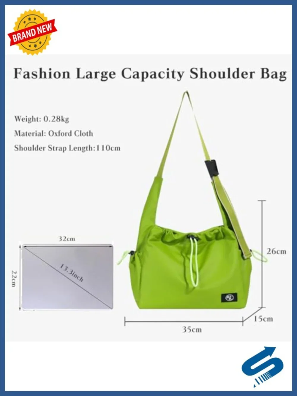 Waterproof Oxford Drawstring Shoulder Bag Lightweight Crossbody Tote